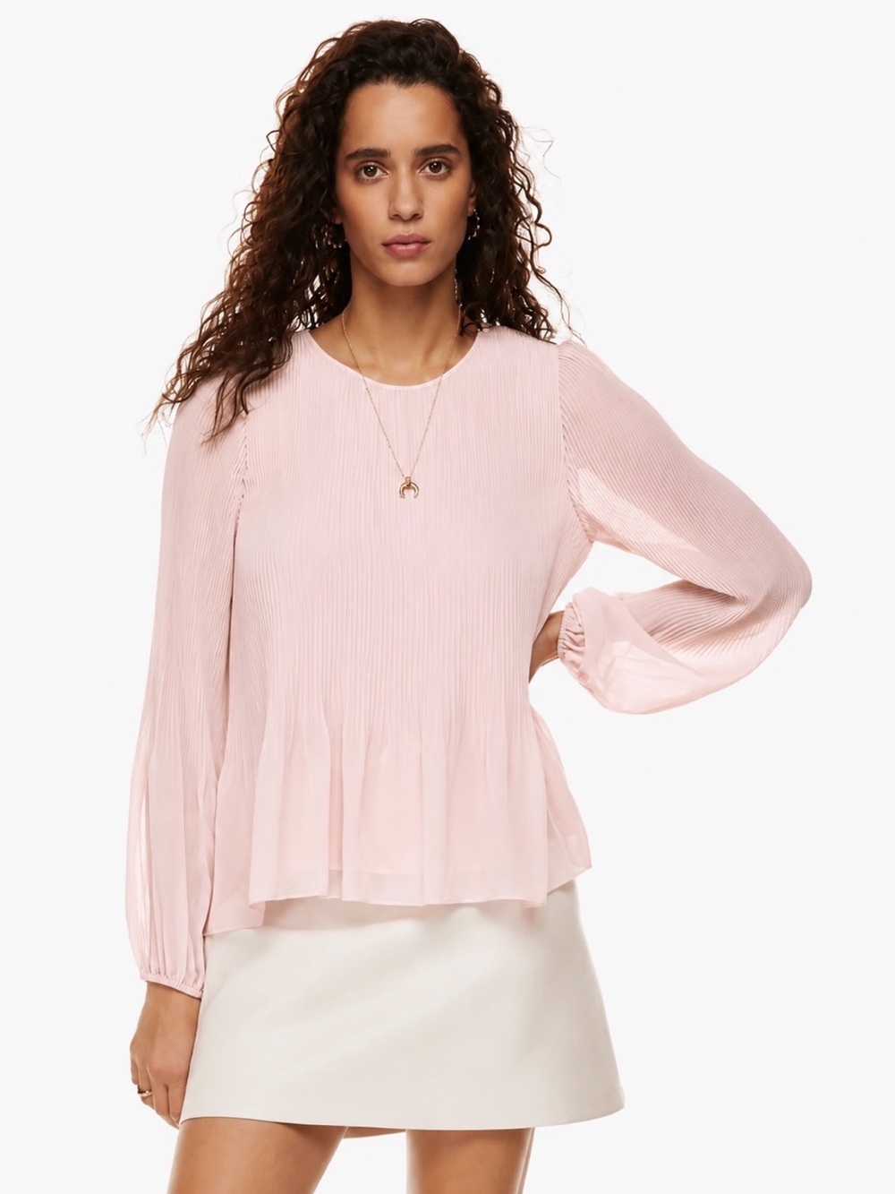 Wilfred | Daydreamer Pleated Blouse Size Small Blush Light Pink Aritzia